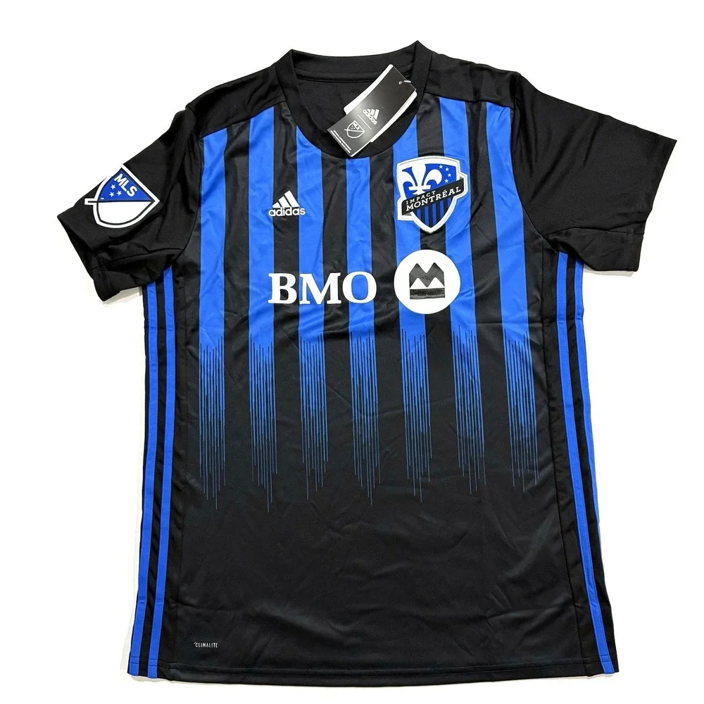 Adidas Montreal Impact MLS Shirt Size L Black Blue Climalite Jersey Top